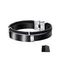 Custom Engraved Name Braided Rope Stainless Steel Bracelet, Personalised Engraved Text Twisted Rope Braided Leather Wristband