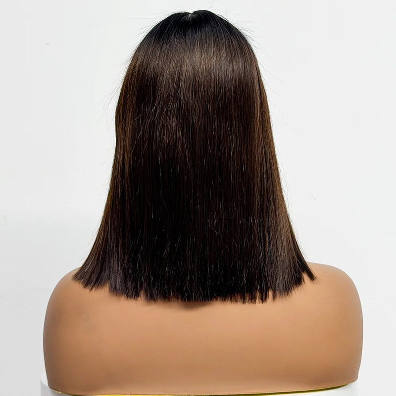 250% Density Bob Straight Human Hair 2X6 Transparent Lace Closure Frontal Human Hair Wigs 100% Human Hair Ginger 99J Colored Wig