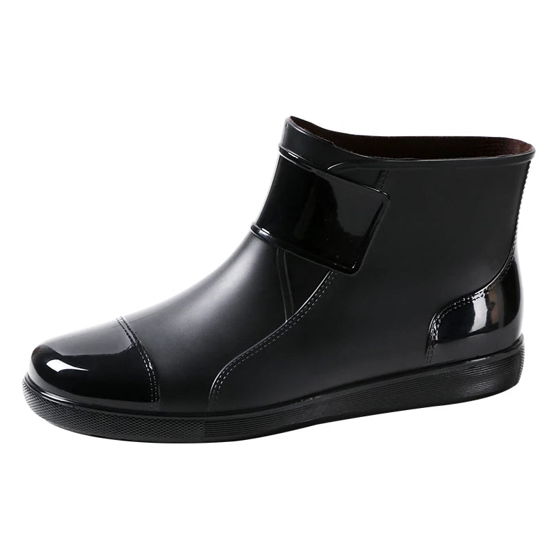 Extra Large Size Men's Rain Boots Anti-Slip Kitchen Work Rubber Shoes Waterproof Summer Boots Slip-On Flat Bottom Shoes