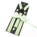 Novalty Sage Green Suspender Bowtie Set For Men Women Kids Romatic Wedding Party Elastic Y-back Straps Pants Shirt Accessory