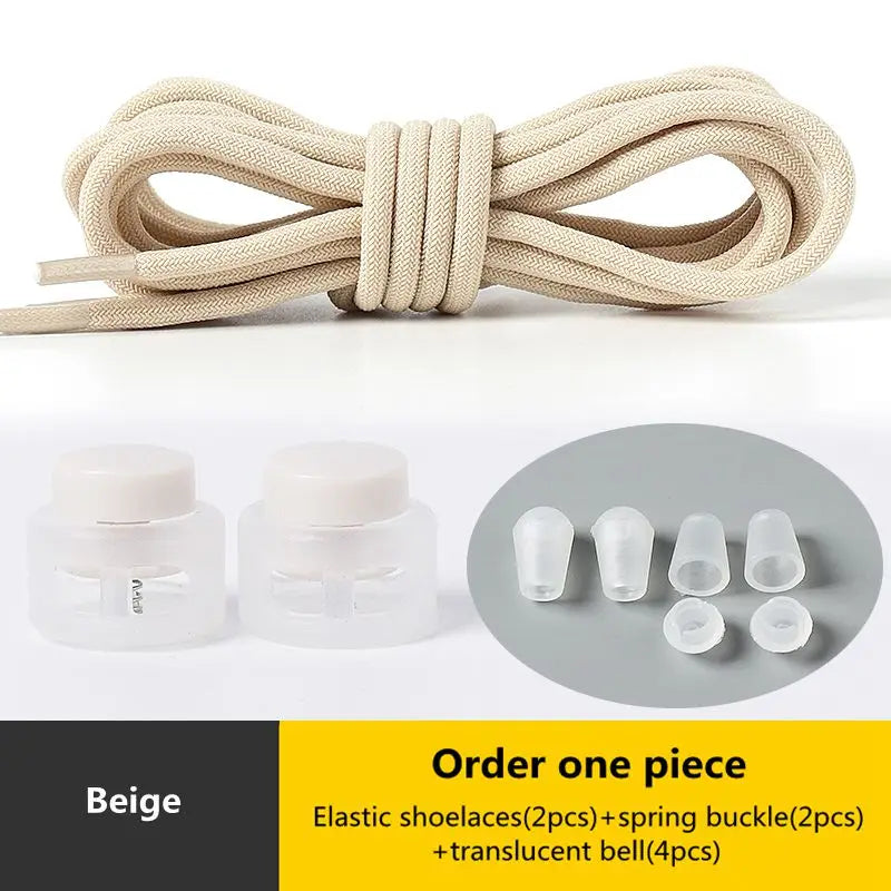 Spring Lock Shoelaces No Tie Shoe Laces Sneakers Round Elastic Shoelace Kid Adult Quick Without Ties Shoestrings Rubber Bands