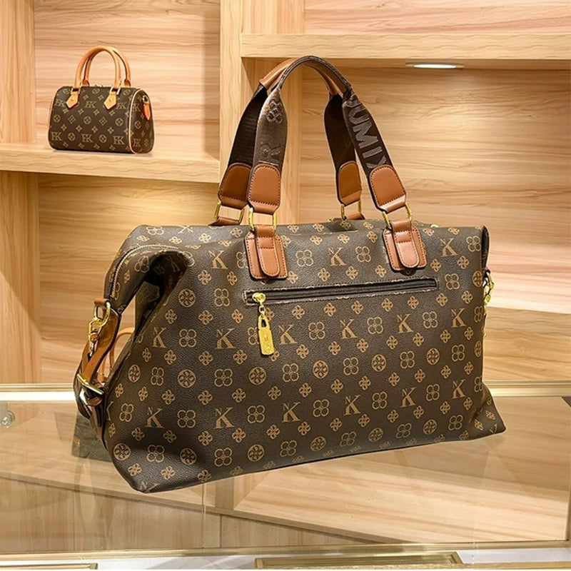 Ladies' Fashionable Commuting Shoulder Bag 2026 New Handbag Boston Bag Large Capacity Bag Retro Printed Crossbody Bag
