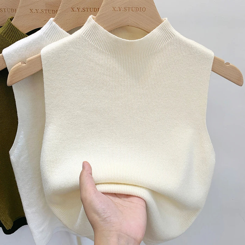 Women Knitted Tank Top Summer Fall Slim Sweater Short - View 3 | SAMAG