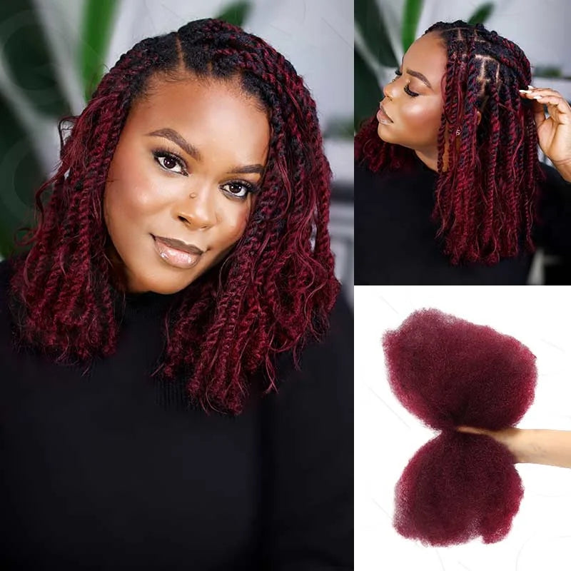QVR Afro Kinky Bulk Hair No Attachment 50g Afro Curly Bulk 100% Human Hair Unprocessed Virgin Remy Braiding Hair for Dreadlocks