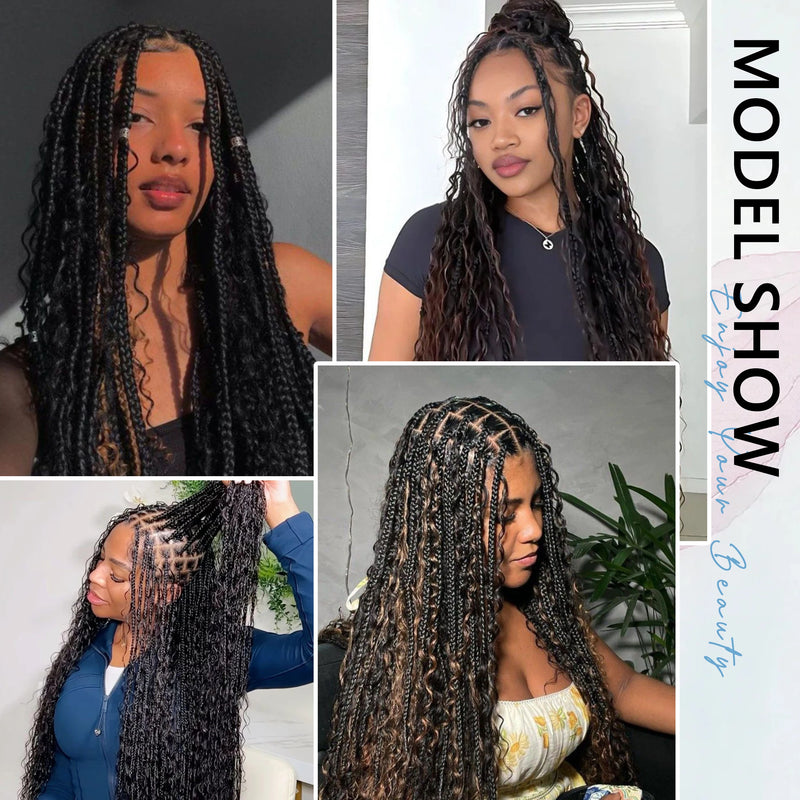 Knotless Boho Braided Wigs Twisted Braid Lace Wig 13x6 HD Front Lace Synethic Braided Wigs for Women