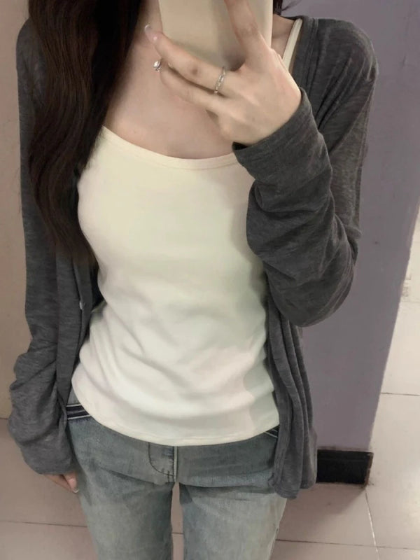 KING BRAND Women's Thin Silk Open Cardigan Sun Protection Vest V-neck Knitted Air Conditioning Outerwear Summer Casual Style