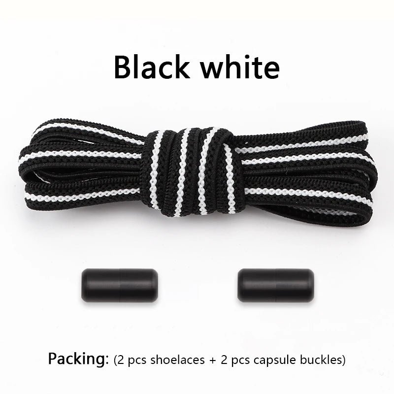 Flat Shoe Laces Without Ties Colored Matte Metal Lock Lazy Shoelaces for Men and Women Casual Shoes Elastic Shoelace 1 Pair