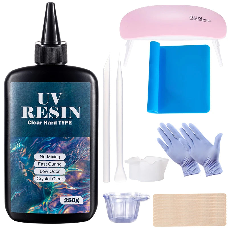 Hard UV Resin Glue Kit Fast Curing Epoxy UV with Mixing Tools for Starter Supplies for Art Craft Jewelry - Visuel 10 | SAMAG