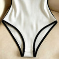 3pcs Women's Ribbed Bodysuit Set Fashionable Black Piped Square Neck Waist-Cinching Style Summer Nightlife Wear Elegant Beach Ou