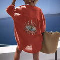 Evil Eye Casual Shirt Women's Fashion Beach Style Loose | SAMAG
