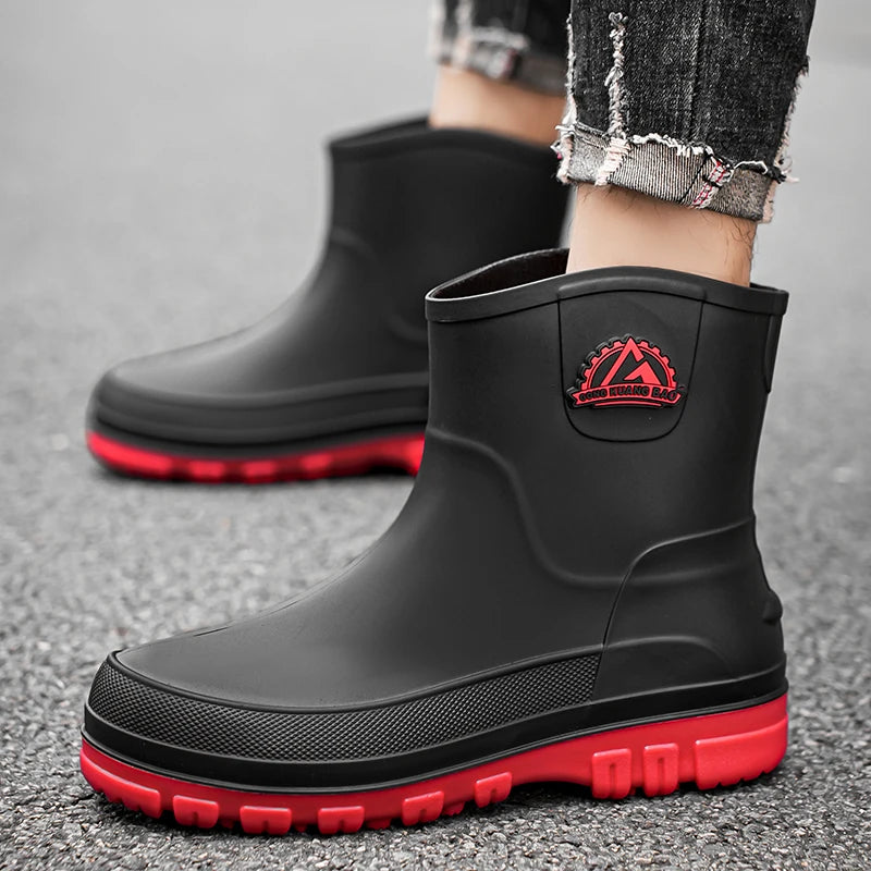 Anti-Slip Rain Boots for Men, New Short-Tube Waterproof Fishing Rain Boots, Water Shoes