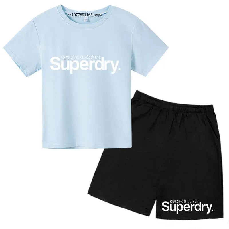 Kids Summer Casual Letter Print Breathable Tees+Short | SAMAG