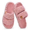 Litfun Winter Fluffy Women's Slippers Anti-slip Open-toe Slides Soft Sole Indoor Slides Furry Warm Cozy Bedroom Women's Slippers