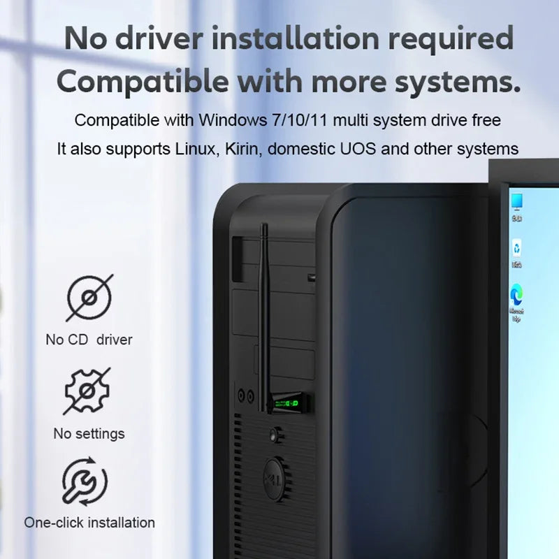 900Mbps USB WiFi6 Bluetooth 5.4 Adapter 5dBi Antenna Network Card 2in1 Dongle 2.4G&5GHz Wlan Signal - Visuel 6 | SAMAG