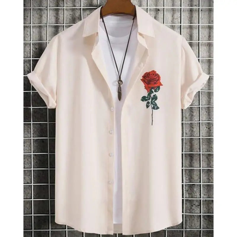 Hawaiian Men'S Shirt 3d Flower&Text Printing Beach Party | SAMAG