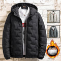 Fashion Men Hiking Down Cotton Jacket Hooded Parkas Zip Pocket Fashion Outerwear Casual Padded Jacket and Coat Men Autumn Winter