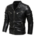 2025 Winter Black Leather Jacket Men Fur Lined Warm Motorcycle Jacket Slim Street Fashion BLack Biker Coat Pleated Design Zipper