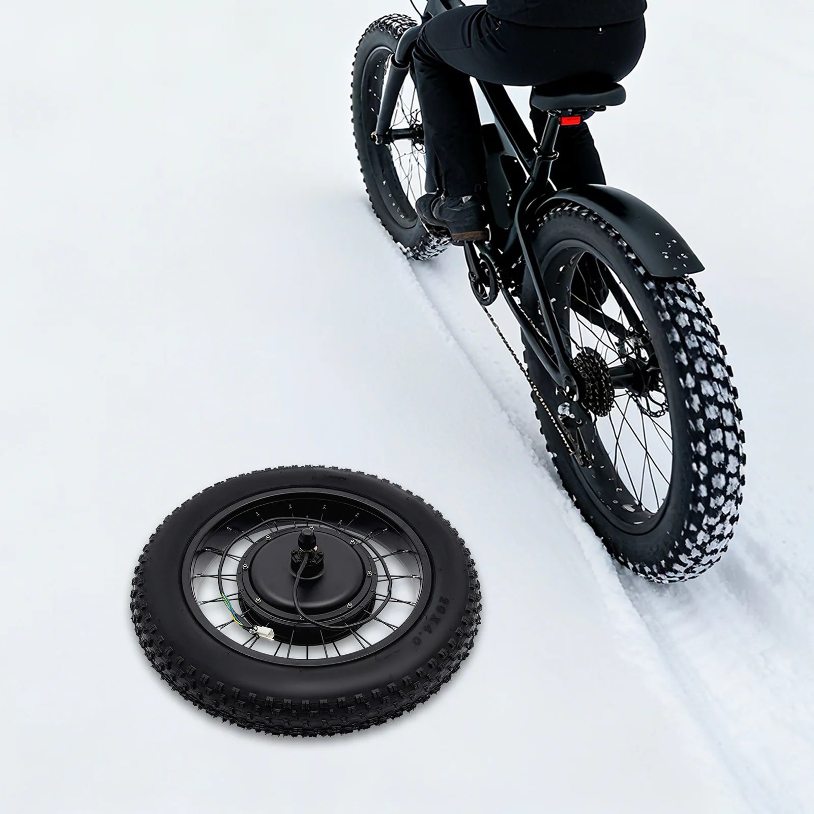 Rear Wheel Conversion Kit, Electric Bicycle Wheels, 20 Inch 48V 1500W Fat Bike E-bike Kit, LCD Display, High Efficiency Brushless Gearless Motor, PAS Sensor, Durable Rubber, Aluminum, Stainless Steel, Rust Resistant, DIY Snow
