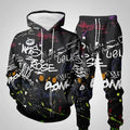 The new men's hoodie set for Spring and Autumn features a casual fashionable and comfortable 3D graffiti - View 4 | SAMAG