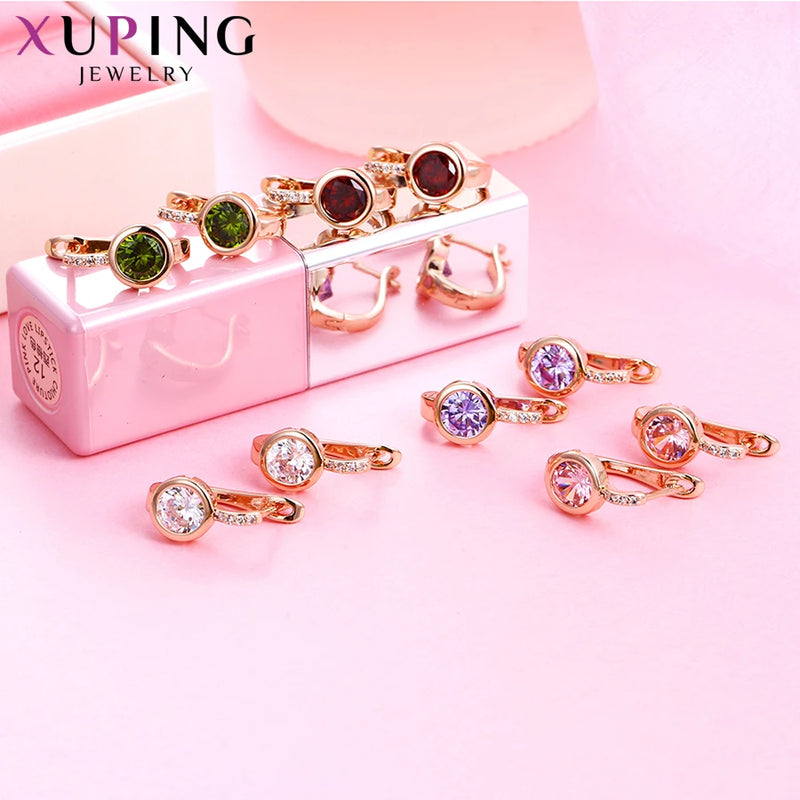 Xuping Jewelry Fashion Hot Sale Trendy Huggies Earring with Synthetic Cubic Zirconia for Girl Gifts 20160