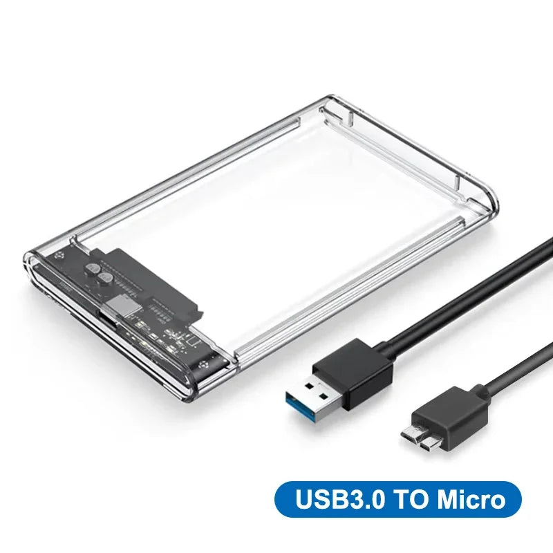 Type-C 3.1 SSD Case Enclosure Box 2.5 HDD SATA To USB 3.0 With 5Gbps Adapter External Housing Hard Drive Box Transparent/Black