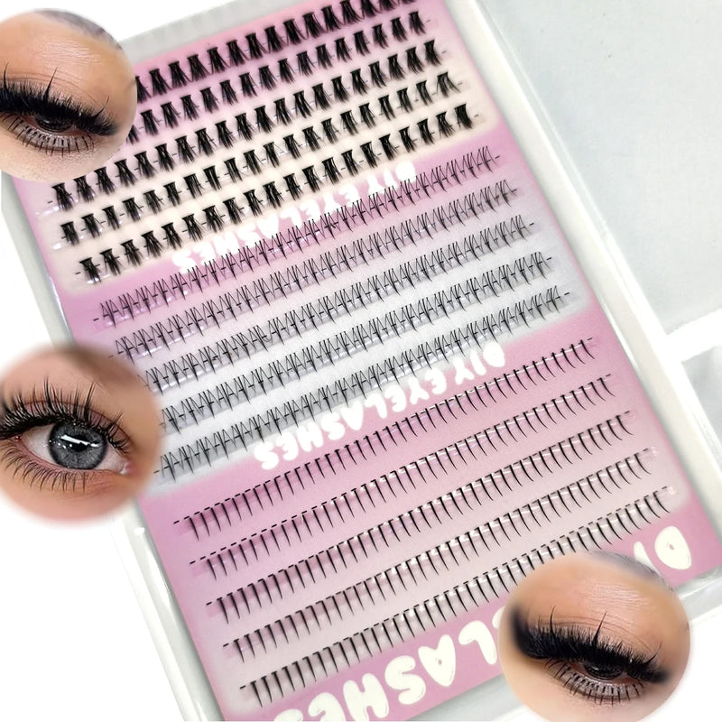 3 Styles Individual Lashes 15rows 390PCS Bottom Lashes Extension Lower Eyelash Clusters  DIY Wispy Natural Look Clear Band
