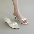 2026 New Fashion Bow Sandals Summer Classic Solid Color Stiletto Heel Women's Slippers Sexy Pointed Toe Banquet Women High Heels