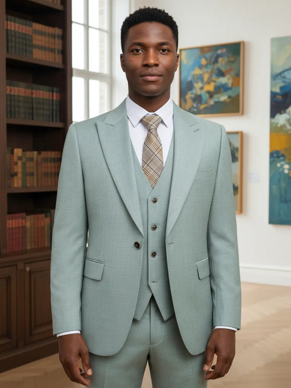 ST Cassy Summer Thin Version Men's Suit Green Slim Fit Formal Business Office Men's Suits（jacket+Vest+Pants）