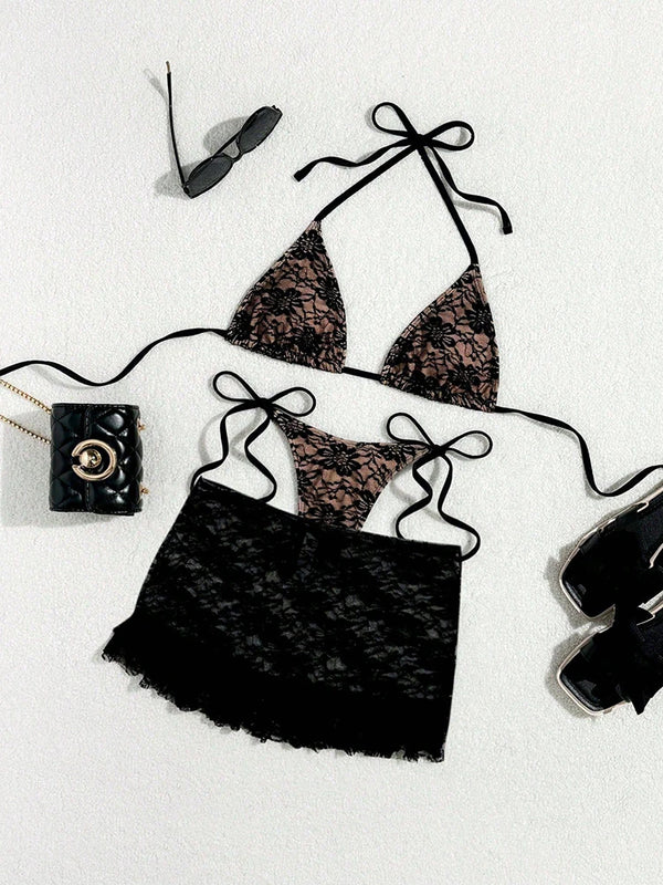 Swimwear Women Bikinis Set Backless Lace Up Bathing Suit | SAMAG
