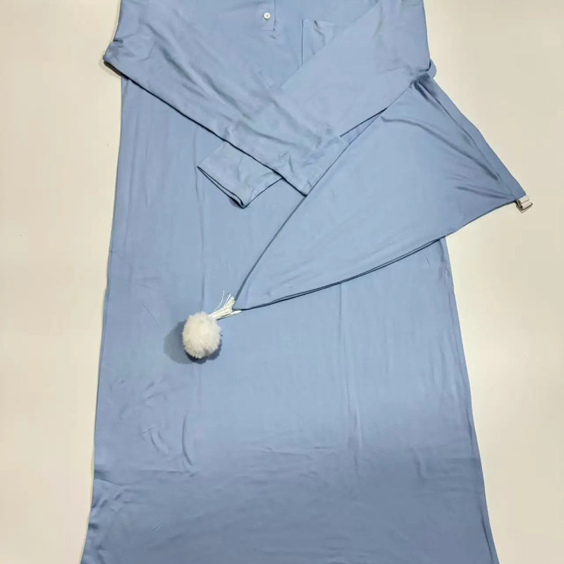 2026 Autumn Men's Nightgown Male Long Robe Solid Thin Loose Plus Size Long Sleeve One-Piece Pajamas for Men Bathrobe Homewear