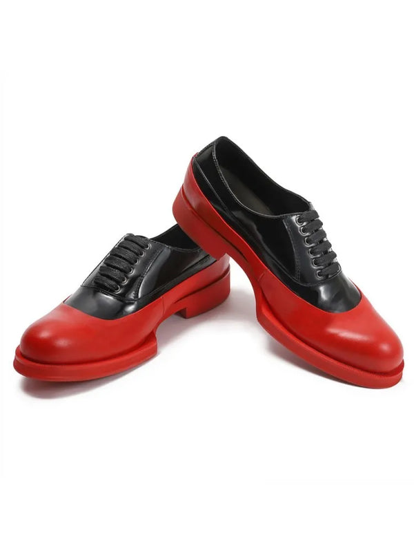 Luxury Mens Dress Shoes Platform Lace Up Genuine Leather Oxfords Real Cowhide Business Work Formal Shoes Black Red Wedding Shoes