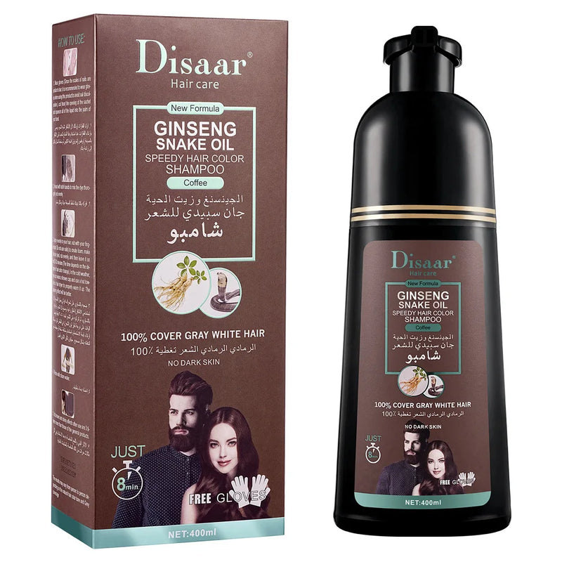 DISAAR 400ML Cover Grey Hair Morocco Argan Oil Care Fast Magic Black Hair Shampoo Dye Repair Damaged Improve Split Hair Rough