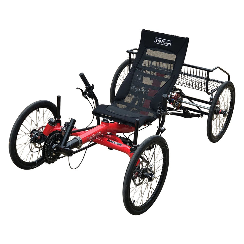Pedal Powered Aluminum Alloy Frame 27 Speed 4 Wheel Recumbent Quad Road Bike