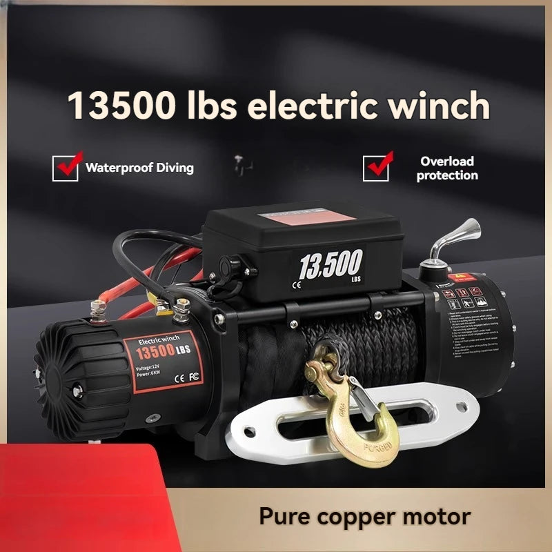 Electric Winch 12V Off-Road Vehicle Self Rescue Car Traction 220V Electric Hoist Onboard Crane Car Electric Winch Small Crane