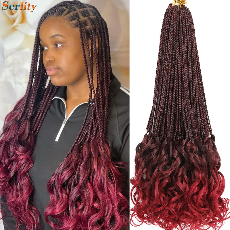 14 18 24 Inch French Curl Crochet Braids 1B 30 27 33 350 613 Bug 12 Colors Ombre Pre Braided Box Braids Crochet French Curl Hair