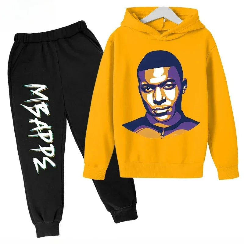 Spring Autumn Children's Hoodie Set Mbappe Print | SAMAG