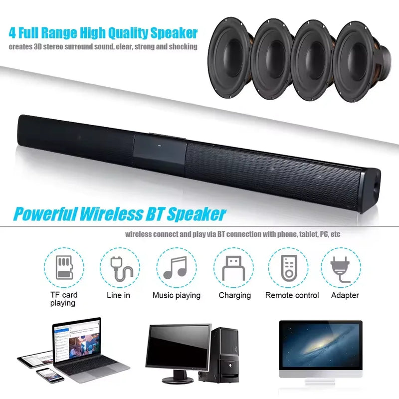 Powerful Wireless Bluetooth Speaker for Home Theater Computer TV Car Sound Box Soundbar Heavy Bass Subwoofer Radio Caixa De Som