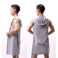 Men's Nightgown Sleeveless Oversized Silky Male Pajamas Hooded Bathrobe Ultra-thin Homewear Bath Robe Home Clothe