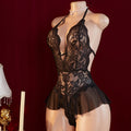 Sexy Crotchless Lingerie Women Lace Hollow Bodysuit Pajamas Teddy Babydolls Deep V Open Bra Porn Underwear Dress Erotic Costumes
