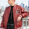 Men's Faux Leather Jackets Varsity Embroidered Baseball Coat Casual Daily Motorcycle Windbreaker Outerwear New in Jacket