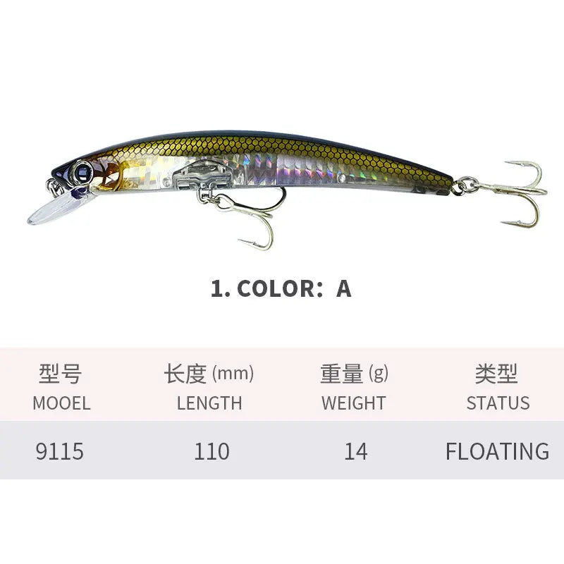 110MM 14G Minnow Fishing Lures 3D Crystal Floating - View 12 | SAMAG