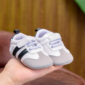 Spring and Autumn Baby Shoes, Color-Blocked Striped Velcro Baby Shoes, Soft-Soled Newborn Walking Shoes, 0-12 Months, Boys and Girls Shoes