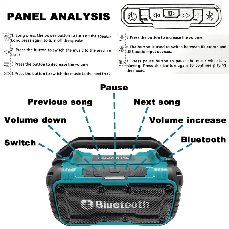 Makita Cordless Bluetooth Speaker Portable Surround Dual Channel Subwoofer Loudspeaker 18V Battery(No - View 4 | SAMAG