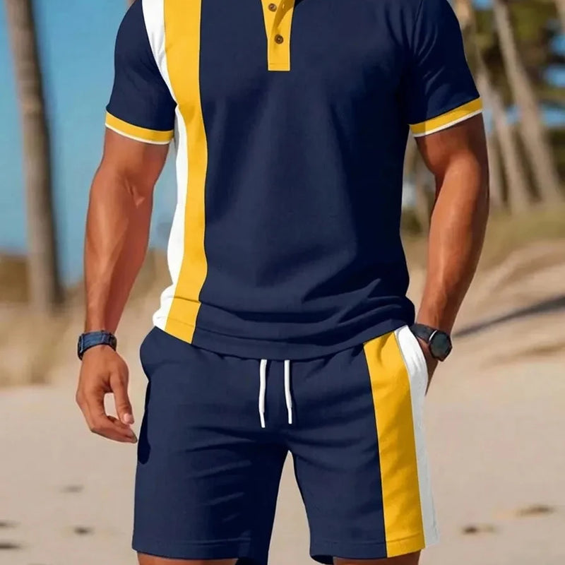 Men's Summer Polo Shirt Sets Casual Collared Sportswear | SAMAG