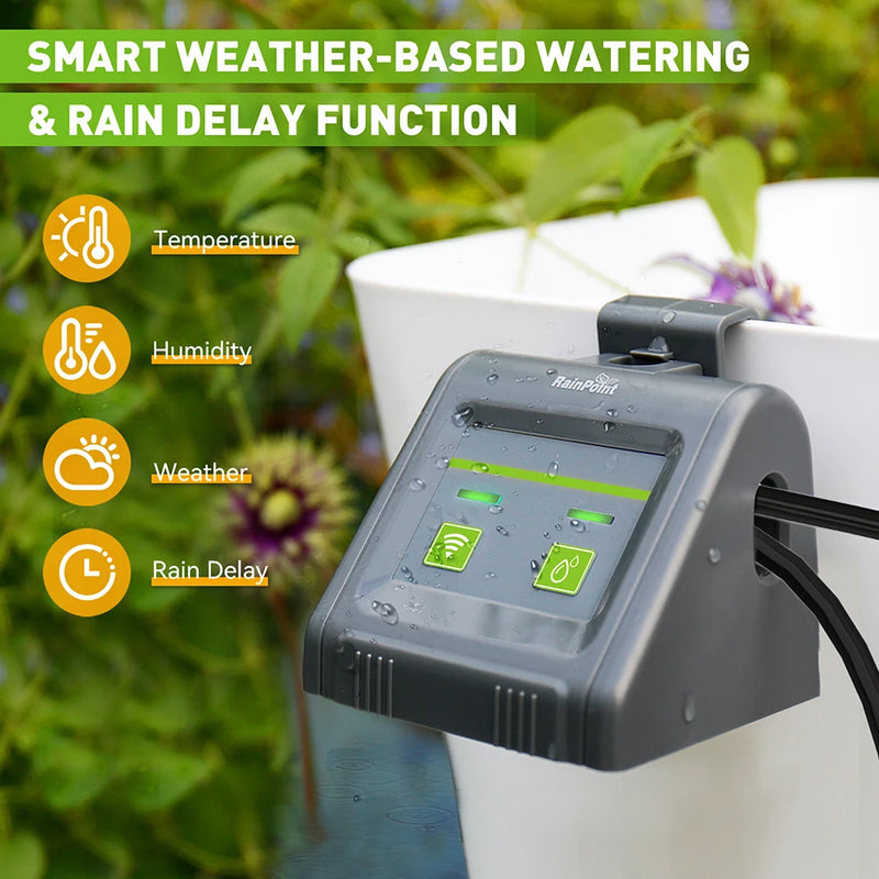 RAINPOINT Tuya Automatic Watering System 10 Plants Auto Drip Irrigation Kit Water Tank Pump Timer APP & Voice Remote Controller