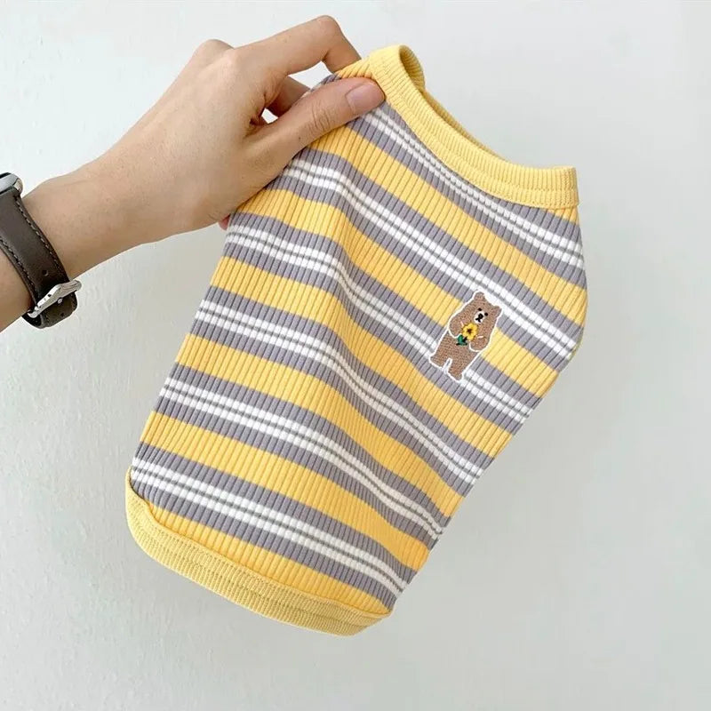 Striped Cat Shirts Stretchy Cat Clothes for Cats Sleeveless Stretchy Puppy Kitten T Shirts Pet Vest Soft Breathable Cat Tank Top