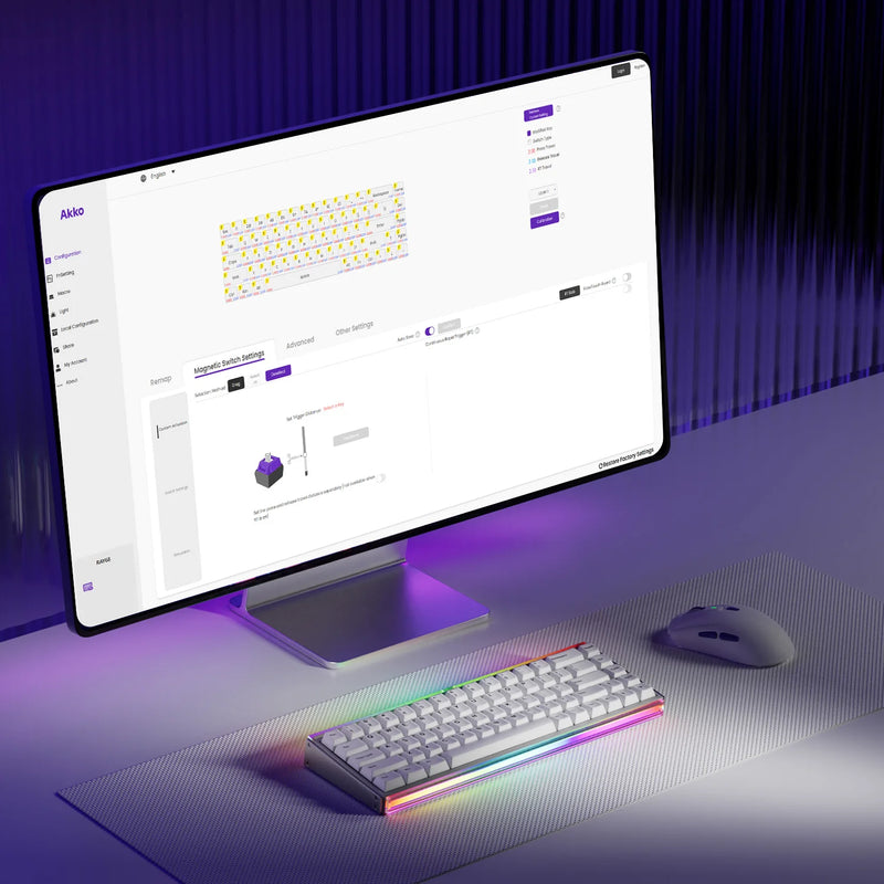 Akko RAY68 HE Mechanical Keyboard 65% Magnetic Switch Rapid Trigger 0.01mm 8K RGB with Lightbox Custom ESports Gaming Keybaord