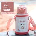 480ml Kids Thermos Bottle Cute Children's Thermal Water Bottle with Straw Stainless Steel Thermos Mug for Kid Portable Water Cup