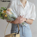 Shirts Women All - match V - Neck blouse and tops Korean | SAMAG