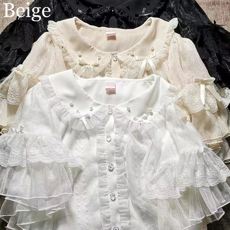 Japanese Lolita Style Lace Ruffles Blouses Summer Women - View 8 | SAMAG